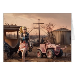 apocalyptic doll in a ruined rural enviroment