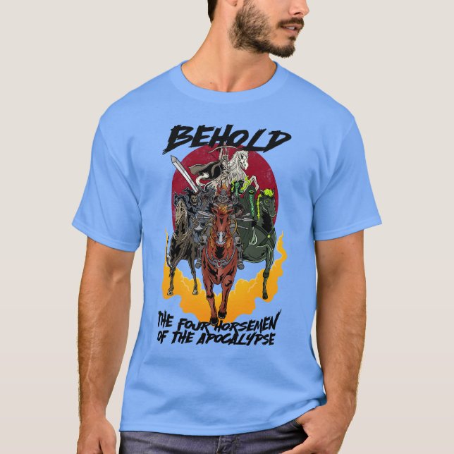 Apocalyptic Elegance: The Four Horsemen Design  T-Shirt (Front)