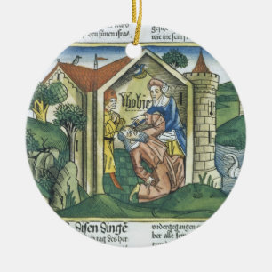 Apocrypha: Tobit is blinded by sparrow's droppings Ceramic Tree Decoration