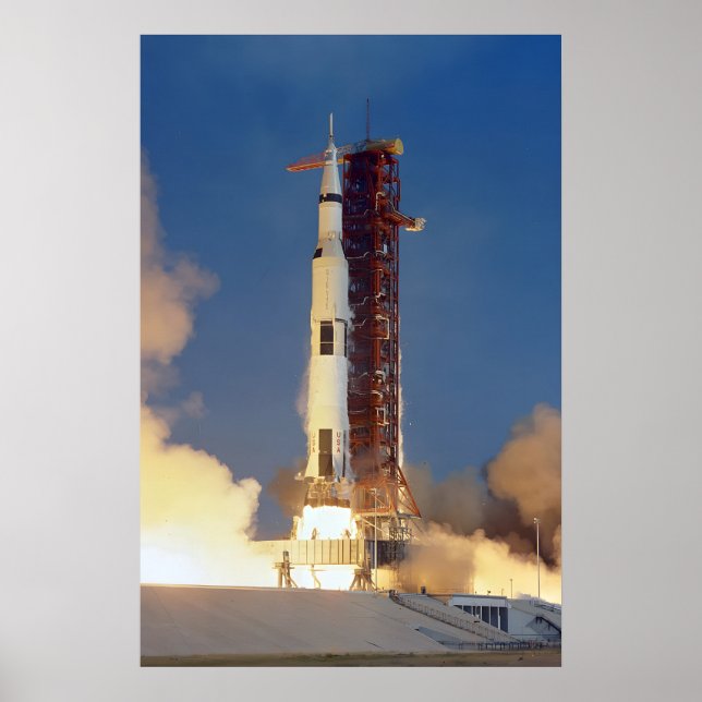 Apollo1 Saturn V Rocket Launch Historic Moon Poster (Front)