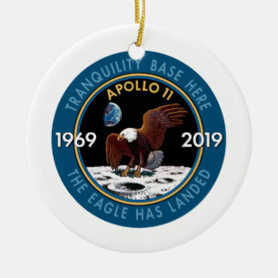 Apollo 11 50th Anniversary Mission Patch Insignia Ceramic Tree Decoration