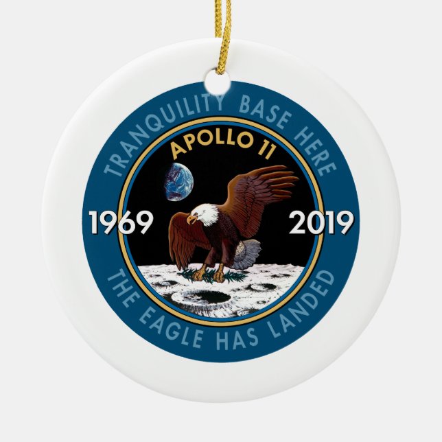 Apollo 11 50th Anniversary Mission Patch Insignia Ceramic Tree Decoration (Front)