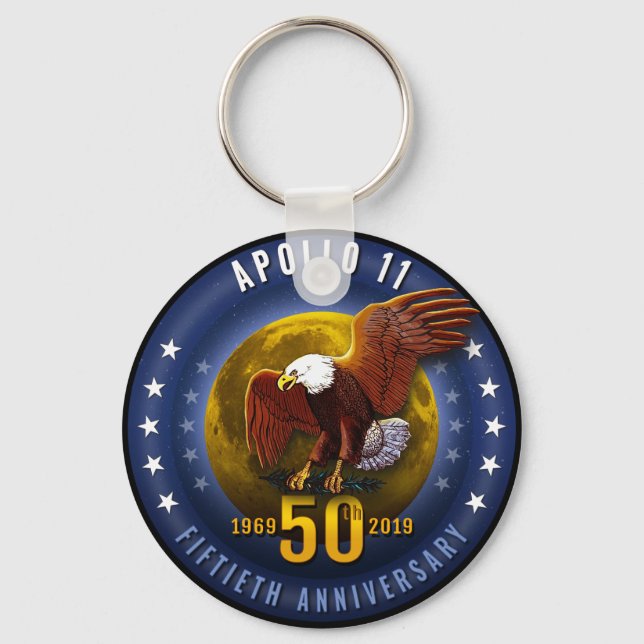 Apollo 11 50th Anniversary Starfield Moon Eagle - Key Ring (Front)