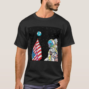 Apollo 11 Astronaut with Flag and Earth Pop Art T-Shirt