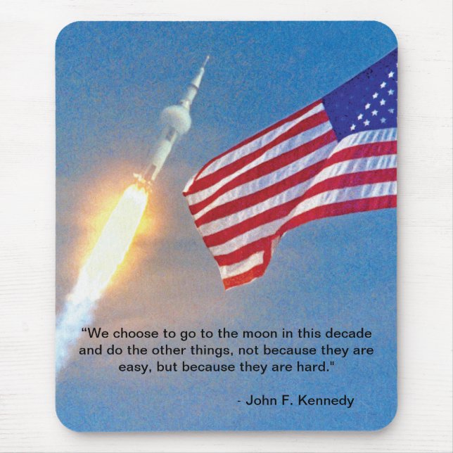 Apollo 11 launch with American Flag Mouse Pad (Front)