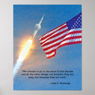 Apollo 11 launch with American Flag Poster