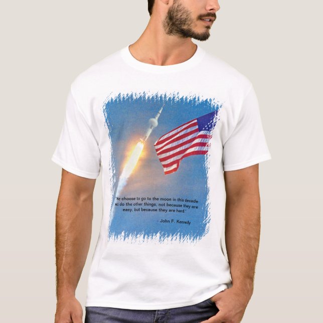 Apollo 11 launch with American Flag T-Shirt (Front)