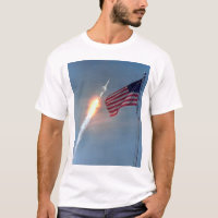 Apollo 11 launch, with flag, NASA
