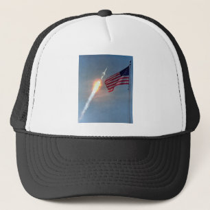 Apollo 11 launch, with flag, NASA Trucker Hat