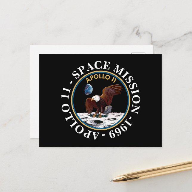 Apollo 11 Space Mission 1969 Insignia Postcard (Front/Back In Situ)