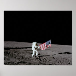 Apollo 12 Astronaut on the Moon Poster