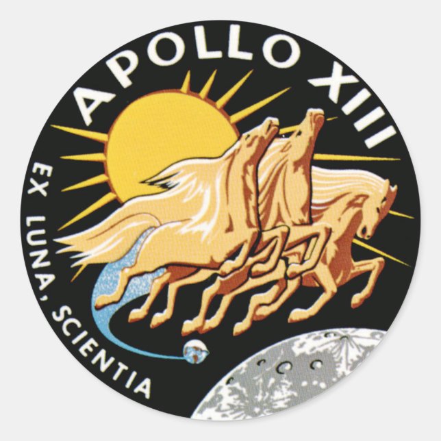 Apollo 13 classic round sticker (Front)