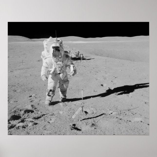 Apollo 16 Astronaut on the Moon Poster (Front)