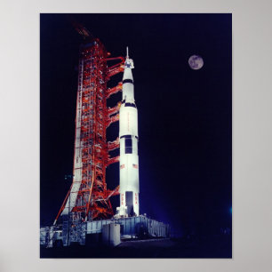 Apollo 17 and the Moon Poster