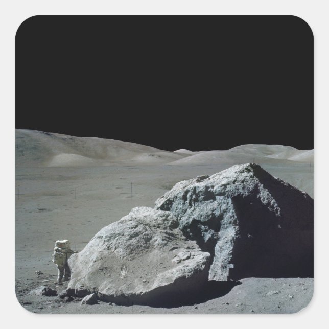 Apollo 17 Astronaut and Vehicle on the Moon Square Sticker (Front)