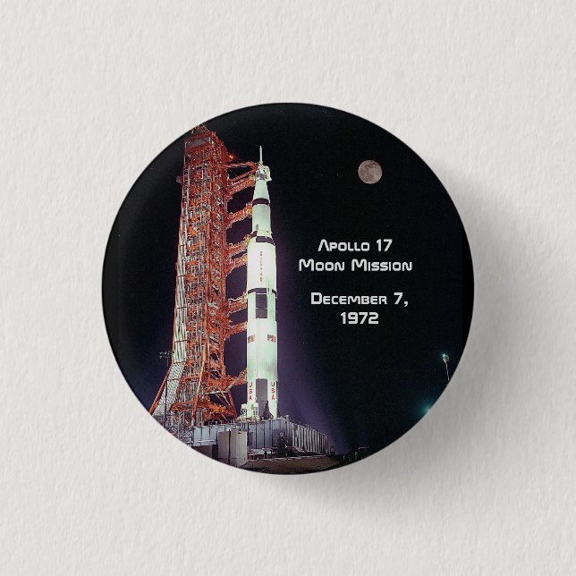 Apollo 17 Moon Mission 3 Cm Round Badge (Front)