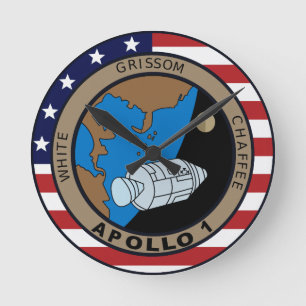 Apollo 1 Mission Patch Logo Round Clock