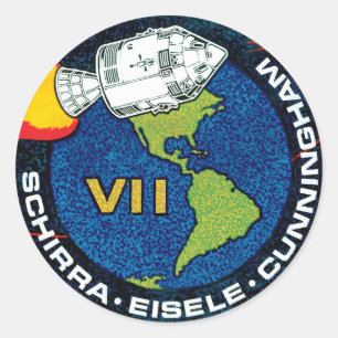 Apollo 7 NASA Mission Patch Logo Classic Round Sticker