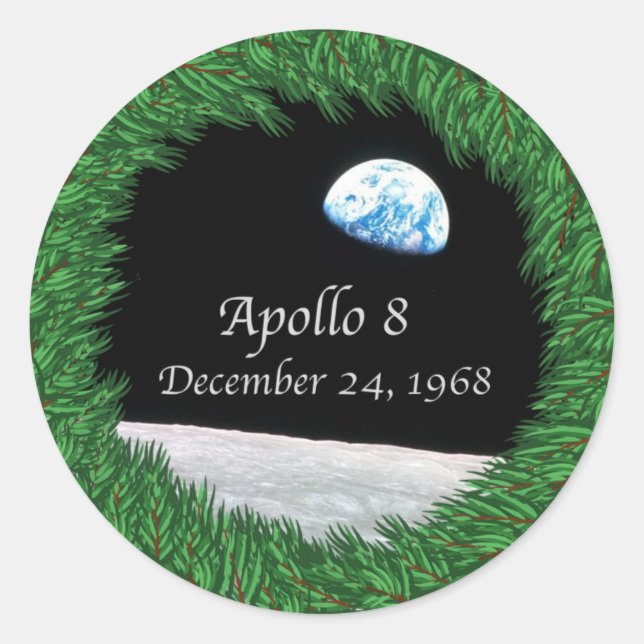 Apollo 8 Christmas Eve Moon Missio Classic Round Sticker (Front)