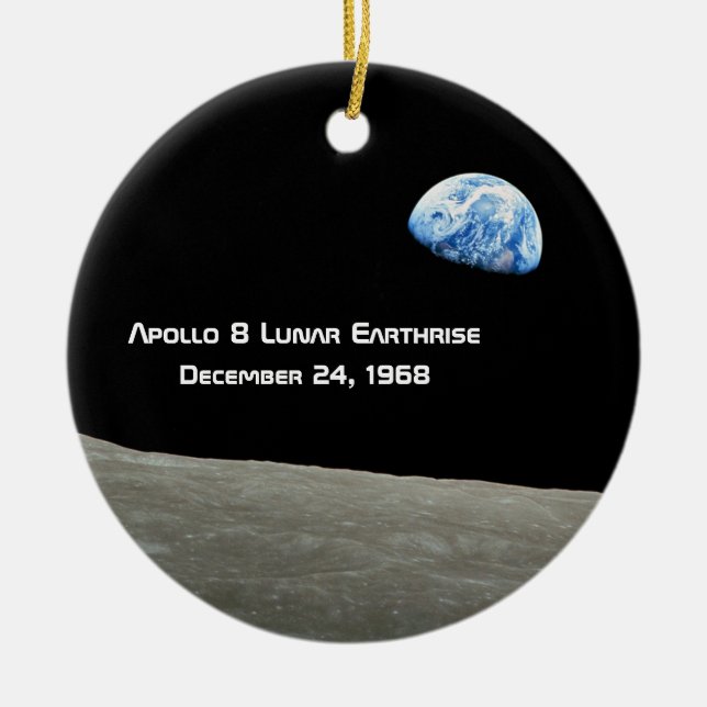 Apollo 8 Lunar Earthrise 50th Anniversary Ceramic Tree Decoration (Front)