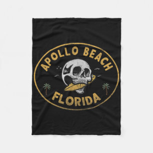 Apollo Beach Florida Fl Vintage Surf Front And Ck Fleece Blanket