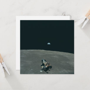 Apollo Lunar Lander and Earthrise Over Moon    