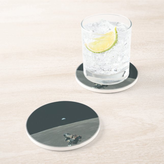 Apollo Lunar Lander and Earthrise Over Moon     Coaster (Side)