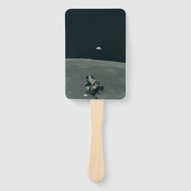Apollo Lunar Lander and Earthrise Over Moon     Hand Fan (Front)