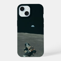 Apollo Lunar Lander and Earthrise Over Moon