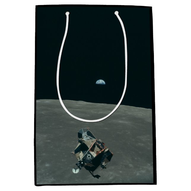 Apollo Lunar Lander and Earthrise Over Moon     Medium Gift Bag (Front)