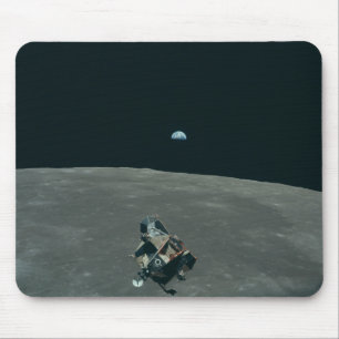 Apollo Lunar Lander and Earthrise Over Moon Mouse Pad