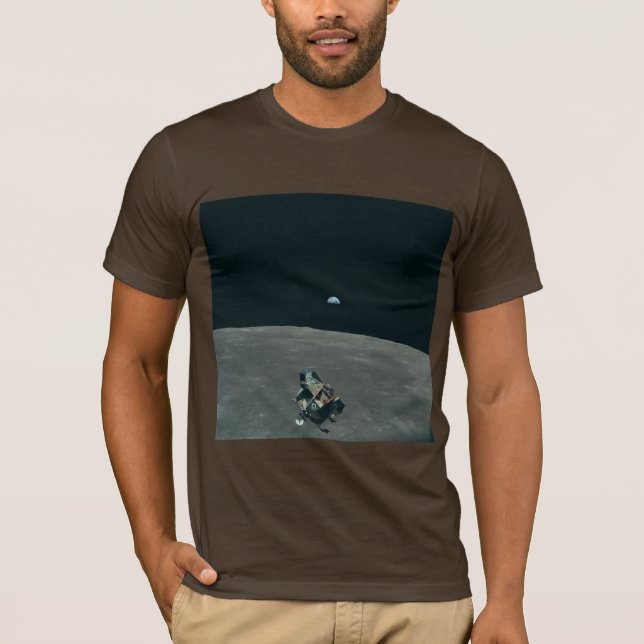 Apollo Lunar Lander and Earthrise Over Moon     T-Shirt (Front)