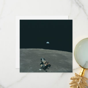 Apollo Lunar Lander and Earthrise Over Moon     Thank You Card