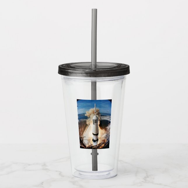 Apollo Saturn V Rocket launch to Moon 1969 Acrylic Tumbler (Front)