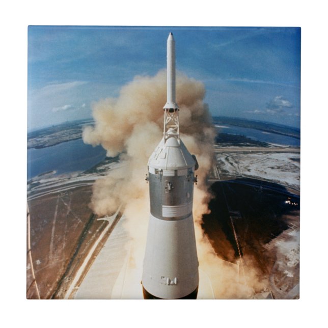 Apollo Saturn V Rocket launch to Moon 1969 Tile (Front)