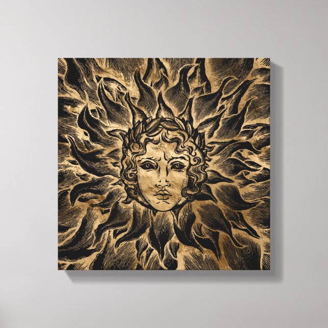 Apollo Sun God Black and Gold Canvas Print (Front)