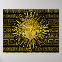 Apollo Sun Symbol on Greek Key Pattern