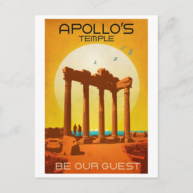 Apollo's Temple, Turkey, Mediterranean sea,vintage Postcard (Front)