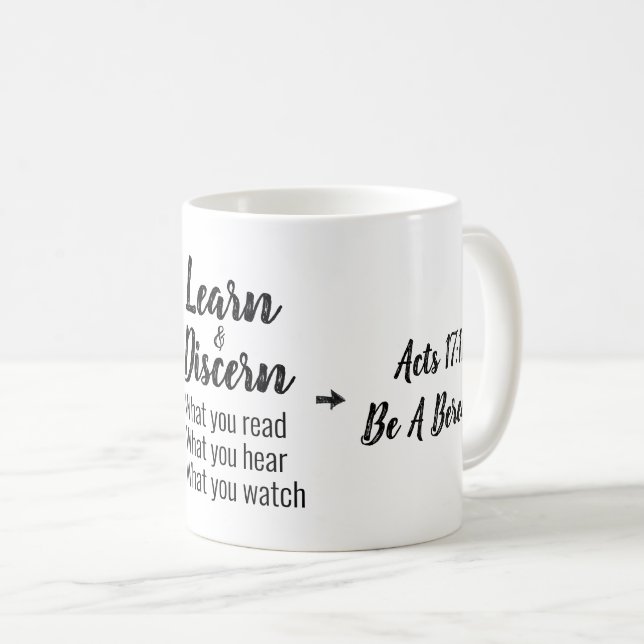 Apologetics Berean Bible Verse Script Coffee Mug (Front Right)