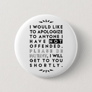 apologise 6 cm round badge