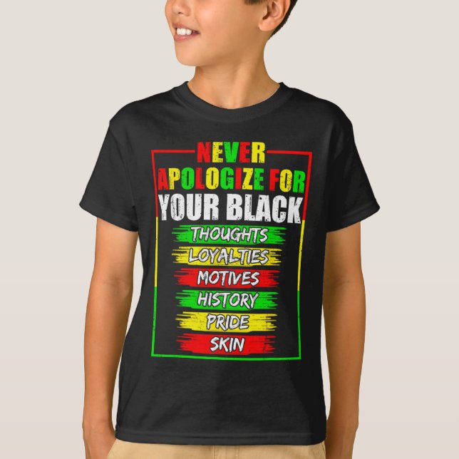 Apologise For Your Blackness Black History Junetee T-Shirt (Front)