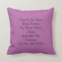 Apology for Messy House 16" Square Pillow Purple