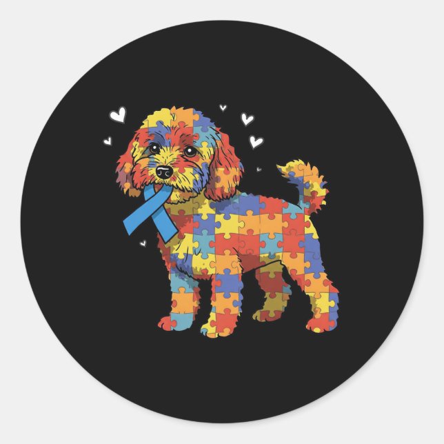 Apoo Puzzle Autism Awareness Autistic Womens Mens  Classic Round Sticker (Front)