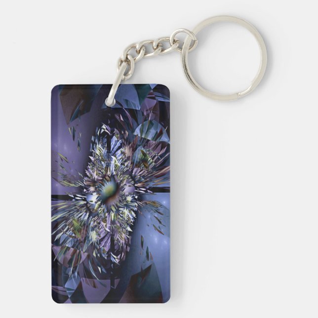 Apophysis Fractal Decor - black blue Key Ring (Back)