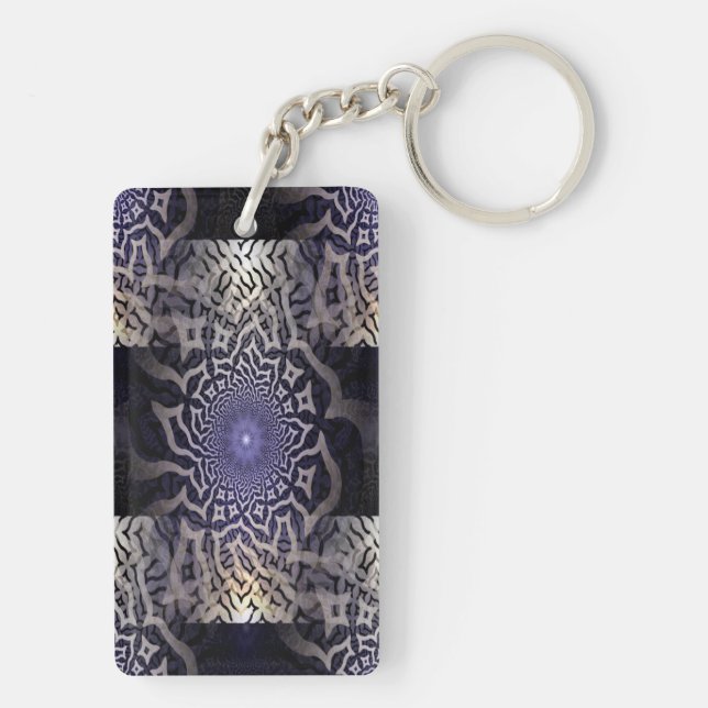 Apophysis Fractal Decor - black violet Key Ring (Back)