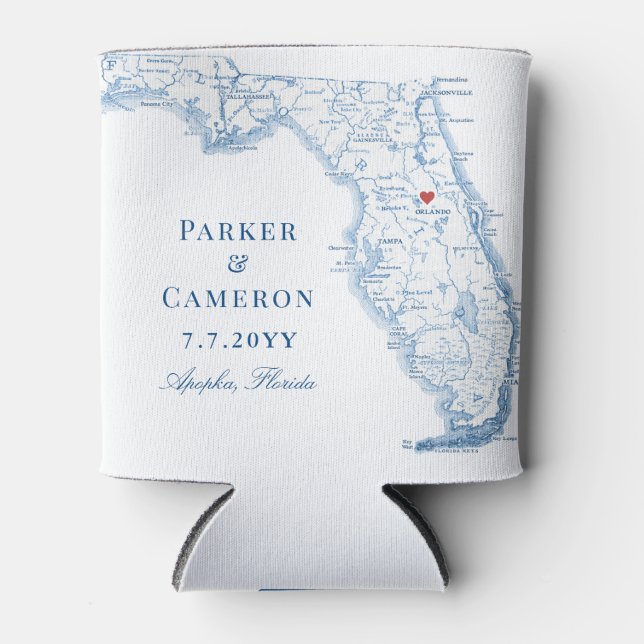 Apopka Florida Map Elegant Wedding Favour Can Cooler (Front)