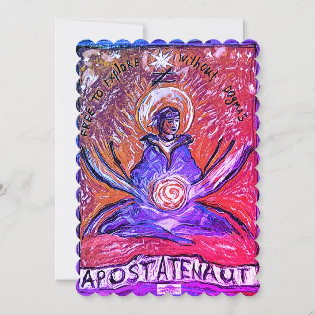 Apostatenaut - explore without dogmas, purple holiday card (Front)