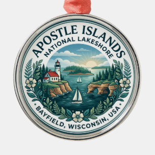 Apostle Islands National Lakeshore USA Metal Tree Decoration