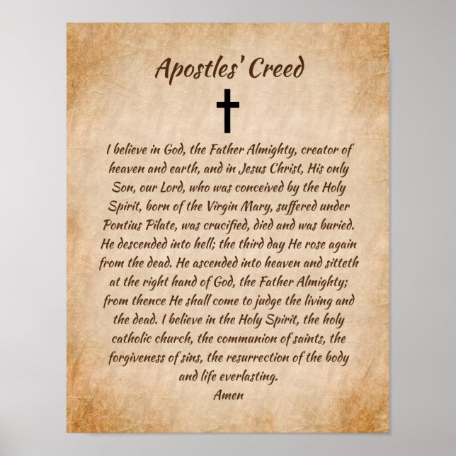 Apostles' Creed Catholic Prayer Christian Poster (Front)