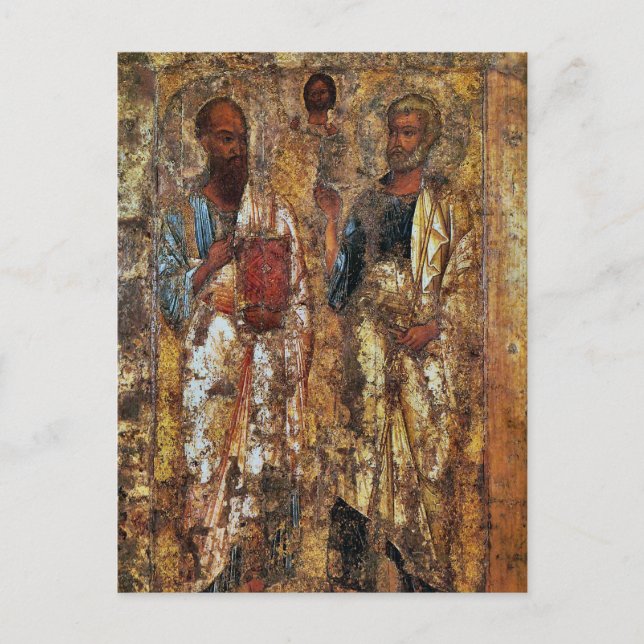 Apostles Peter and Paul Byzantine Icon Postcard (Front)